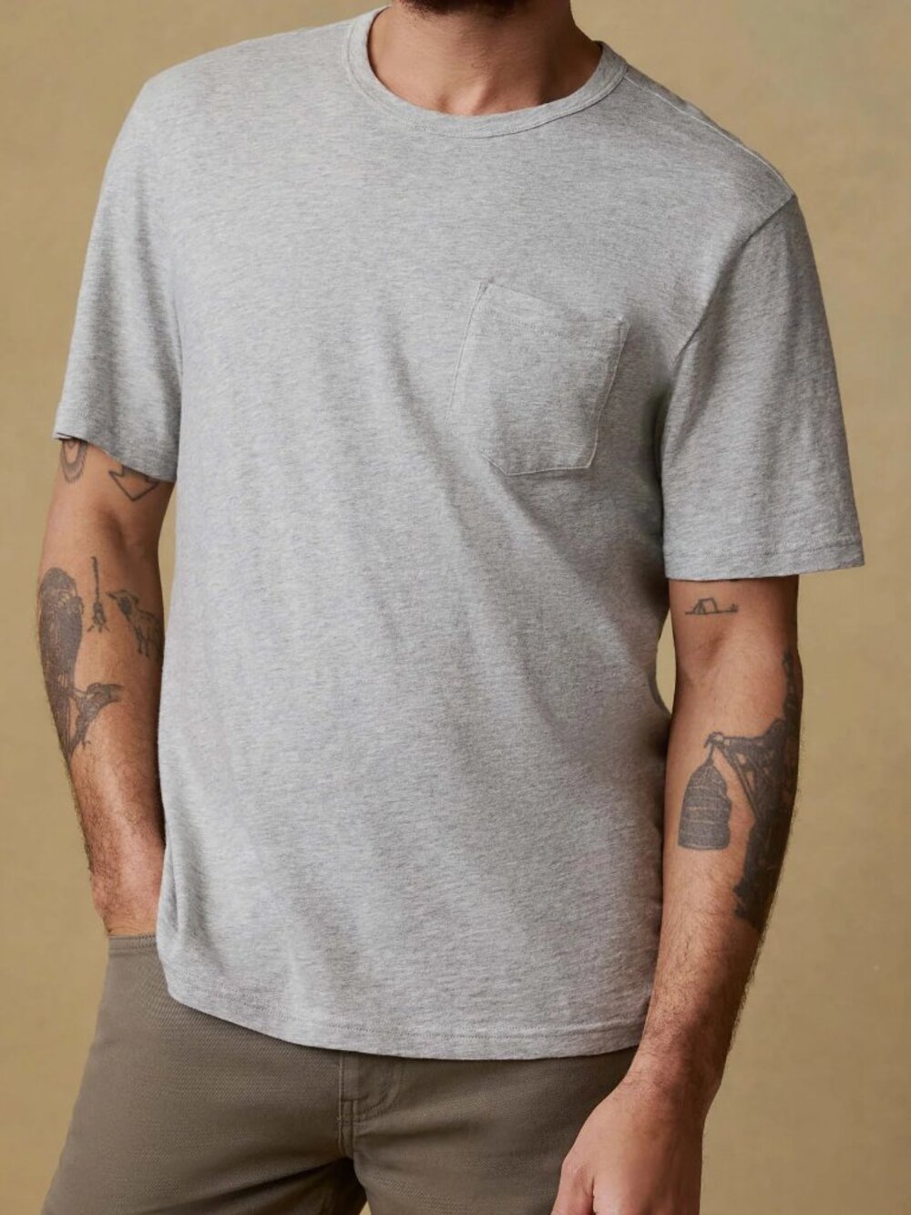 Faherty Men's Sunwashed Pocket Short Sleeve T-Shirt Sz L & XL NWT Heathered Grey